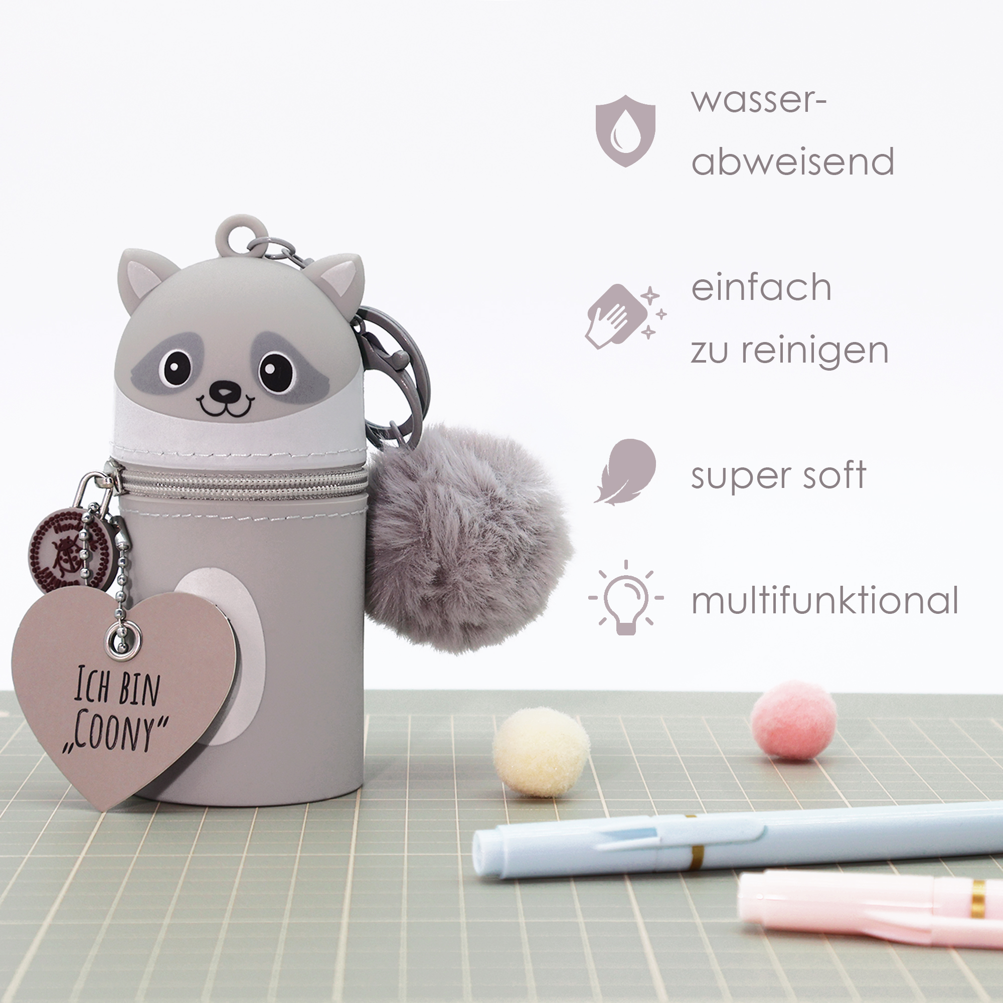Mini Silikon Anhänger "Waschbär Coony" – Bild 2