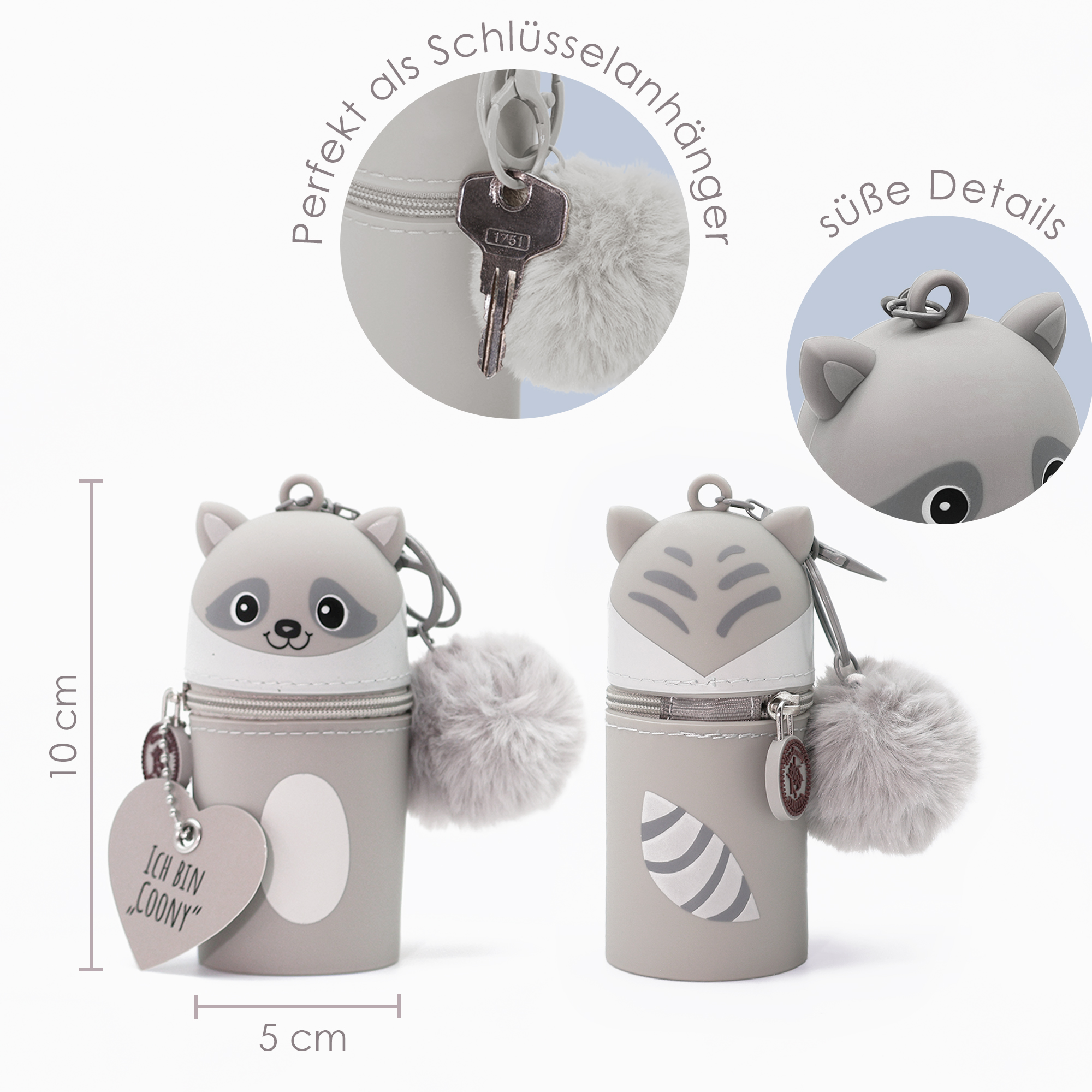 Mini Silikon Anhänger "Waschbär Coony" – Bild 3