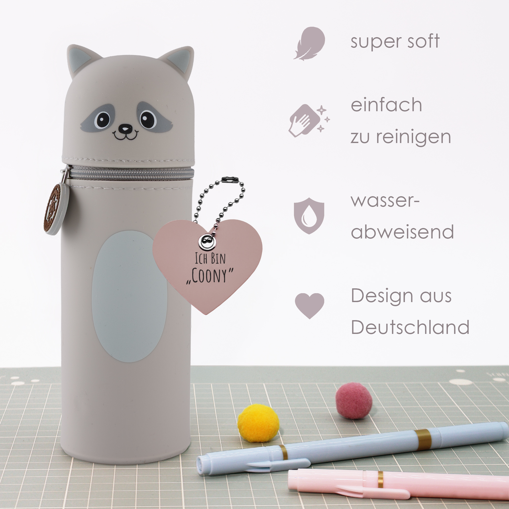 Lustiges Tiermäppchen aus Silikon "Waschbär Coony" – Bild 2