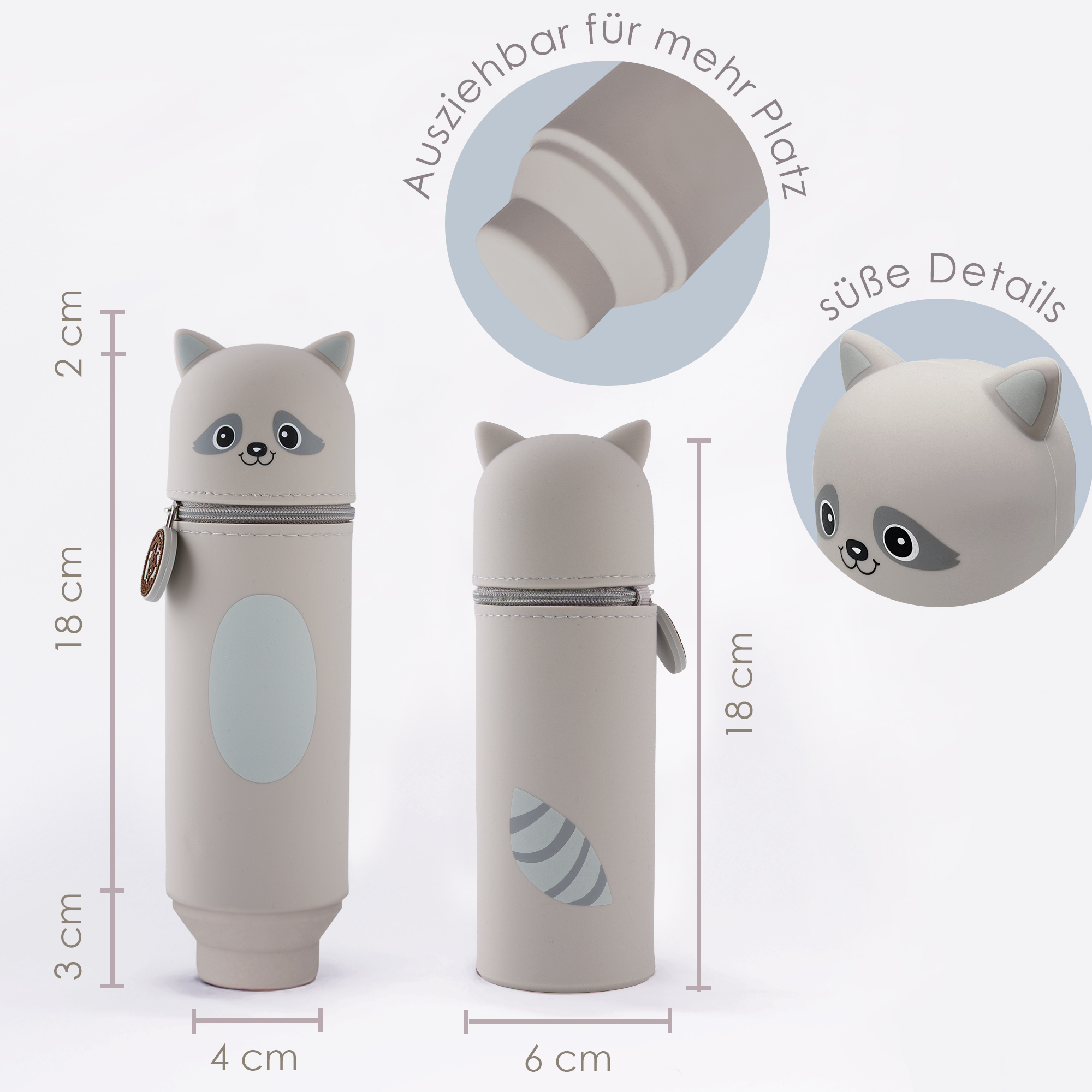 Lustiges Tiermäppchen aus Silikon "Waschbär Coony" – Bild 3