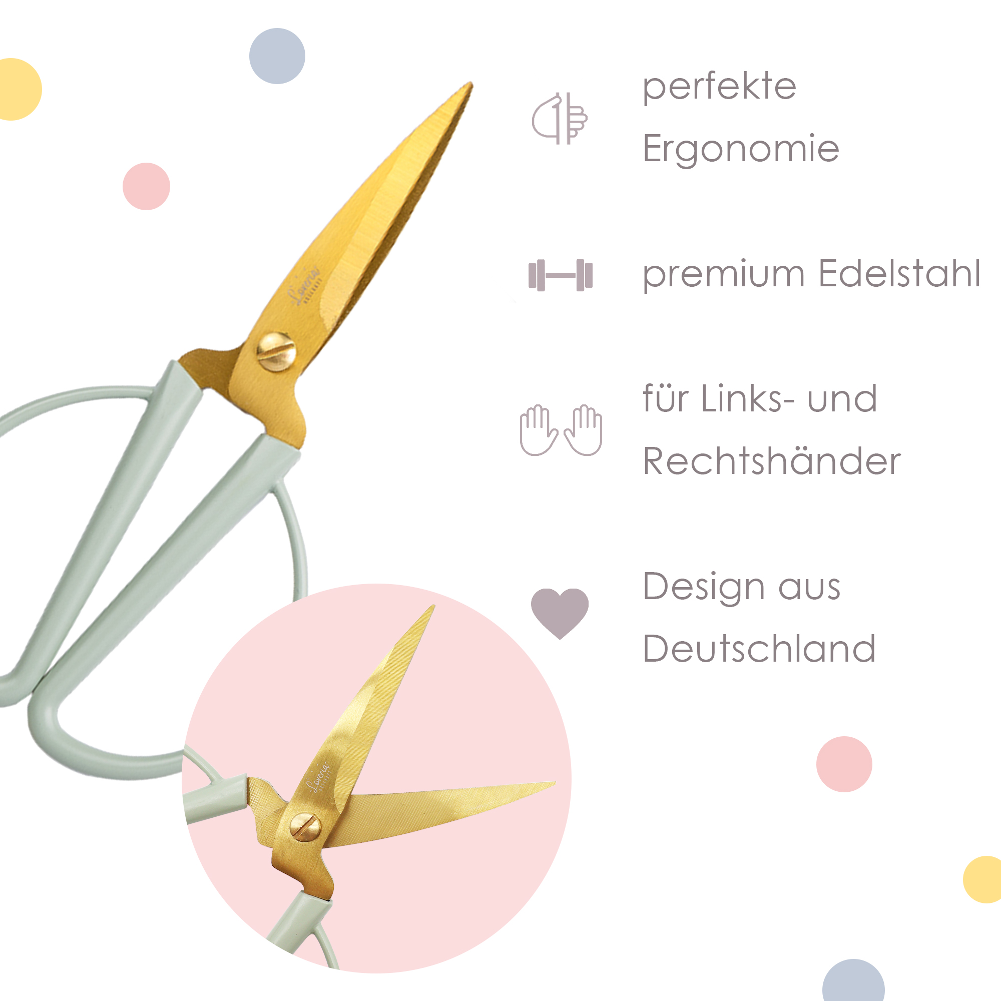 "Retro look" craft scissors, sage-gold, 14.5 cm - Image 2