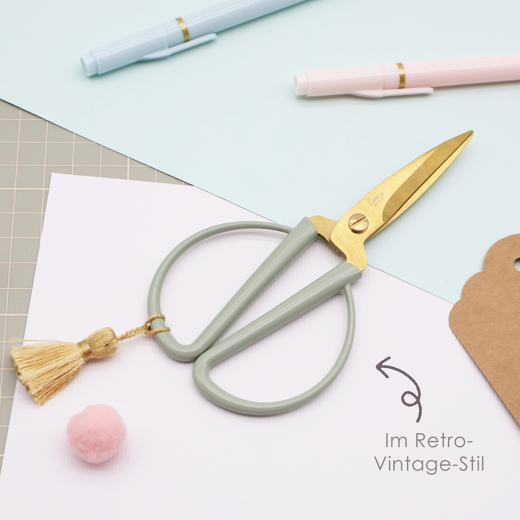 "Retro look" craft scissors, sage-gold, 14.5 cm - Image 4