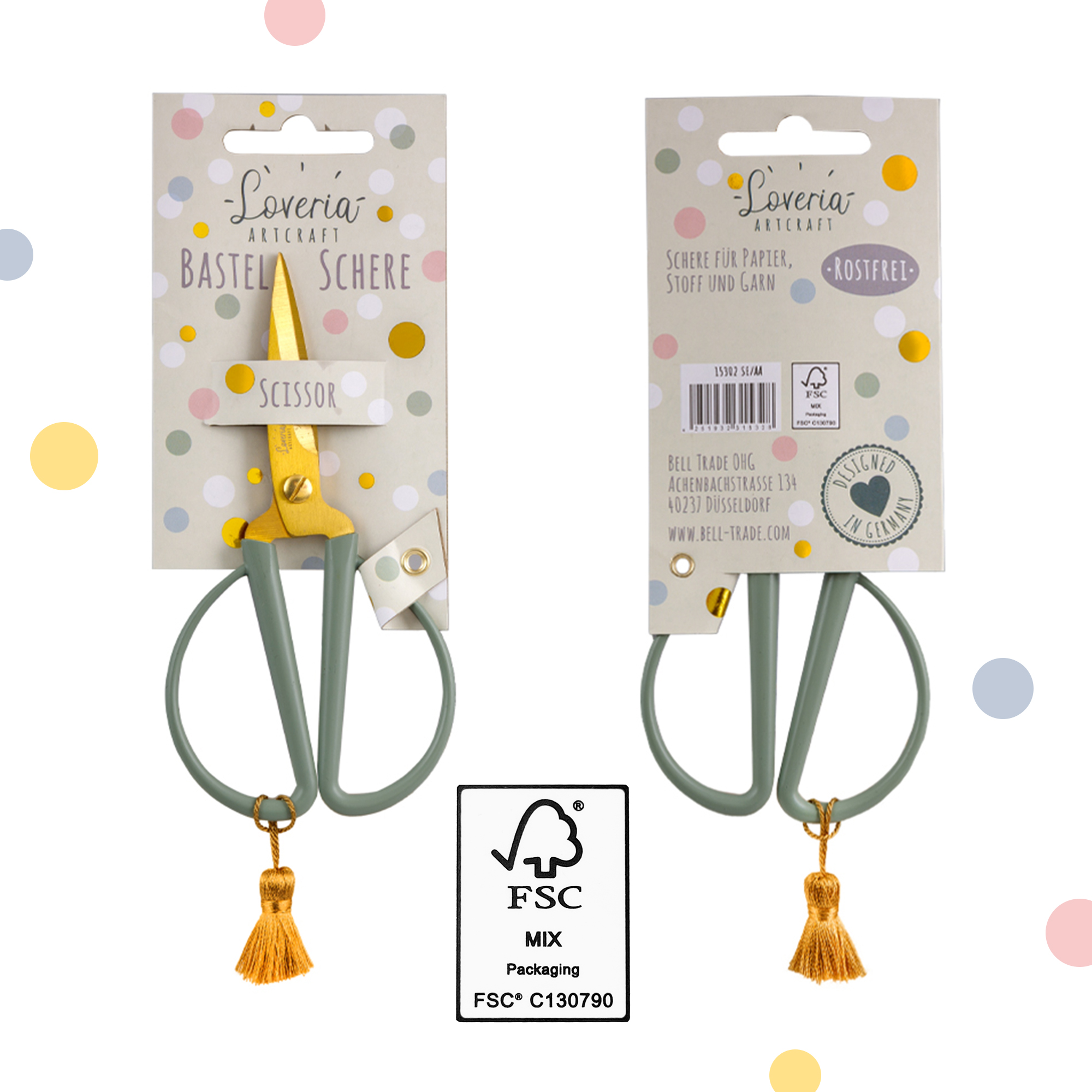 "Retro look" craft scissors, sage-gold, 14.5 cm - Image 6
