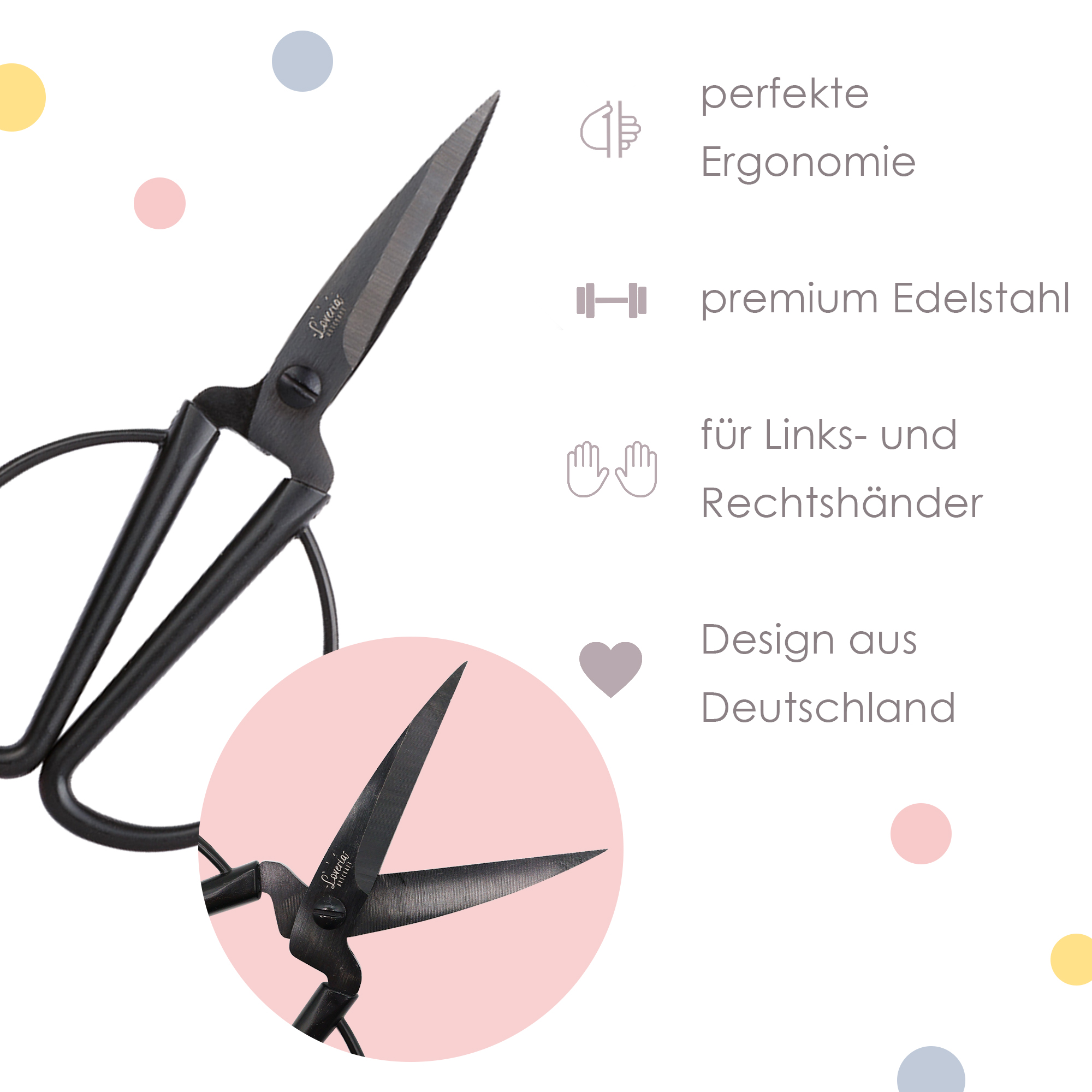 Bastelschere "Retro Optik", schwarz, 14,5 cm – Bild 2