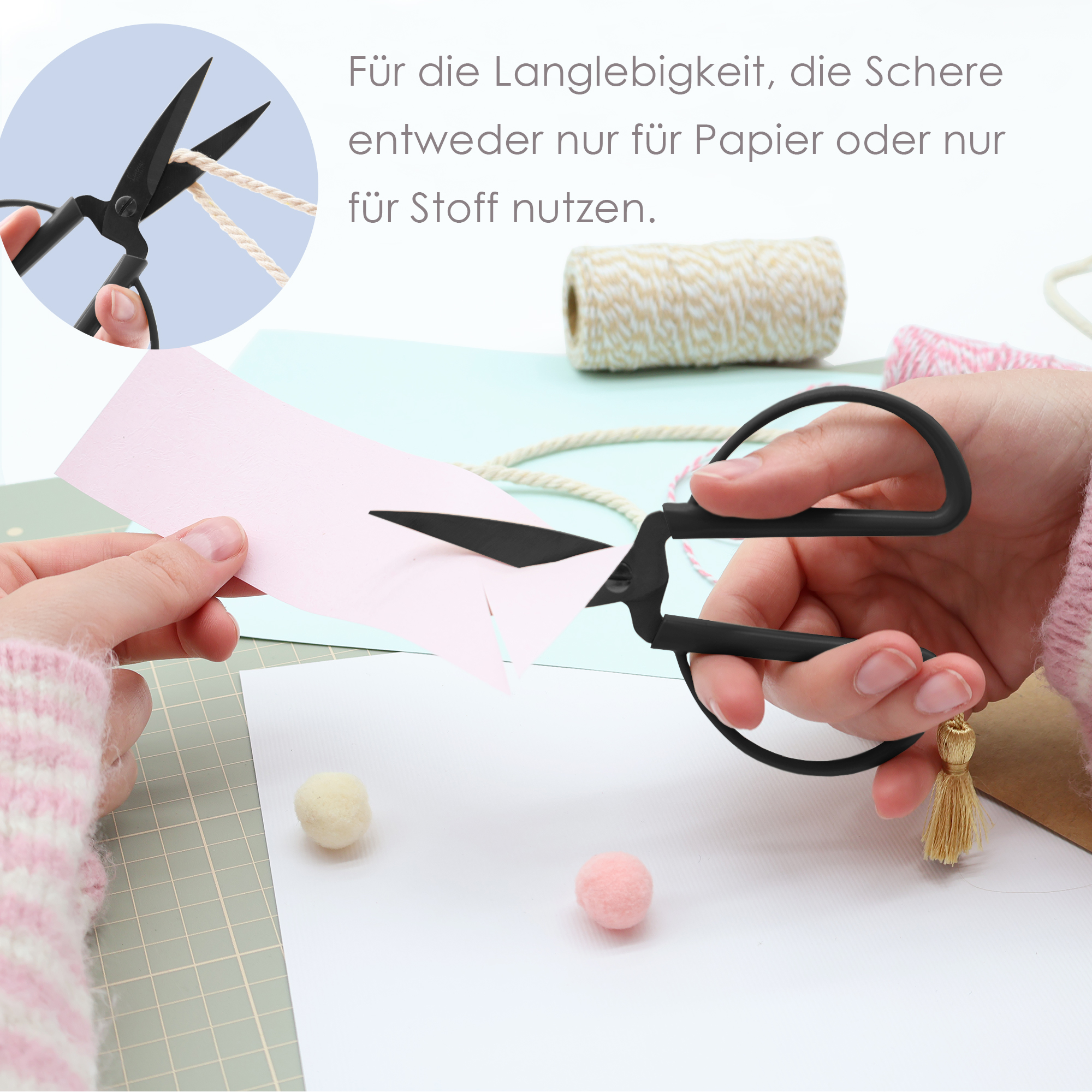 Bastelschere "Retro Optik", schwarz, 14,5 cm – Bild 5